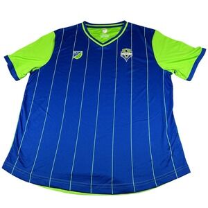 Seattle Sounders FC MLS Soccer Jersey Blue Green Striped Mens XL Athletic